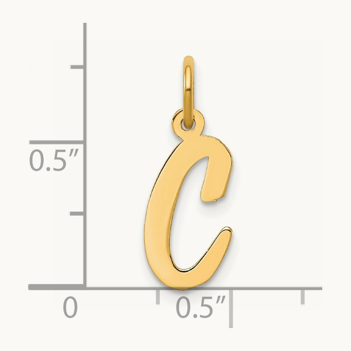 Medium Script Initial Charm — 14K Yellow Gold, C