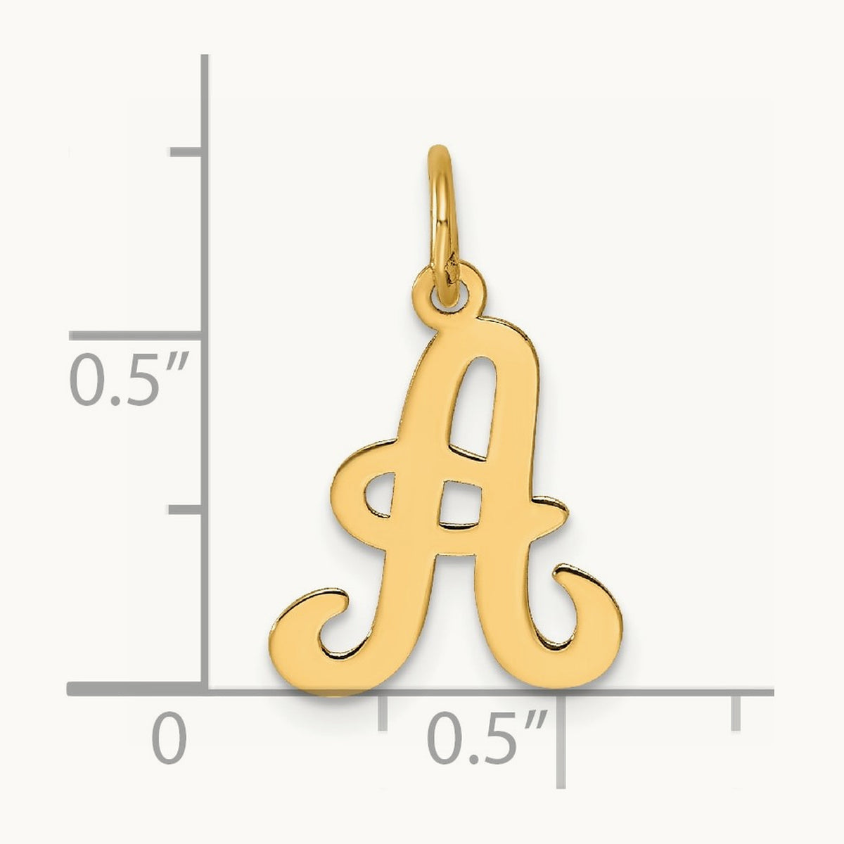 Script Initial Charm, 14K Yellow Gold