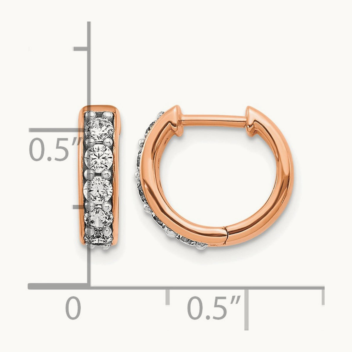Diamond Hinged Hoop Earrings, 14K Rose Gold