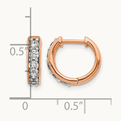 Diamond Hinged Hoop Earrings, 14K Rose Gold