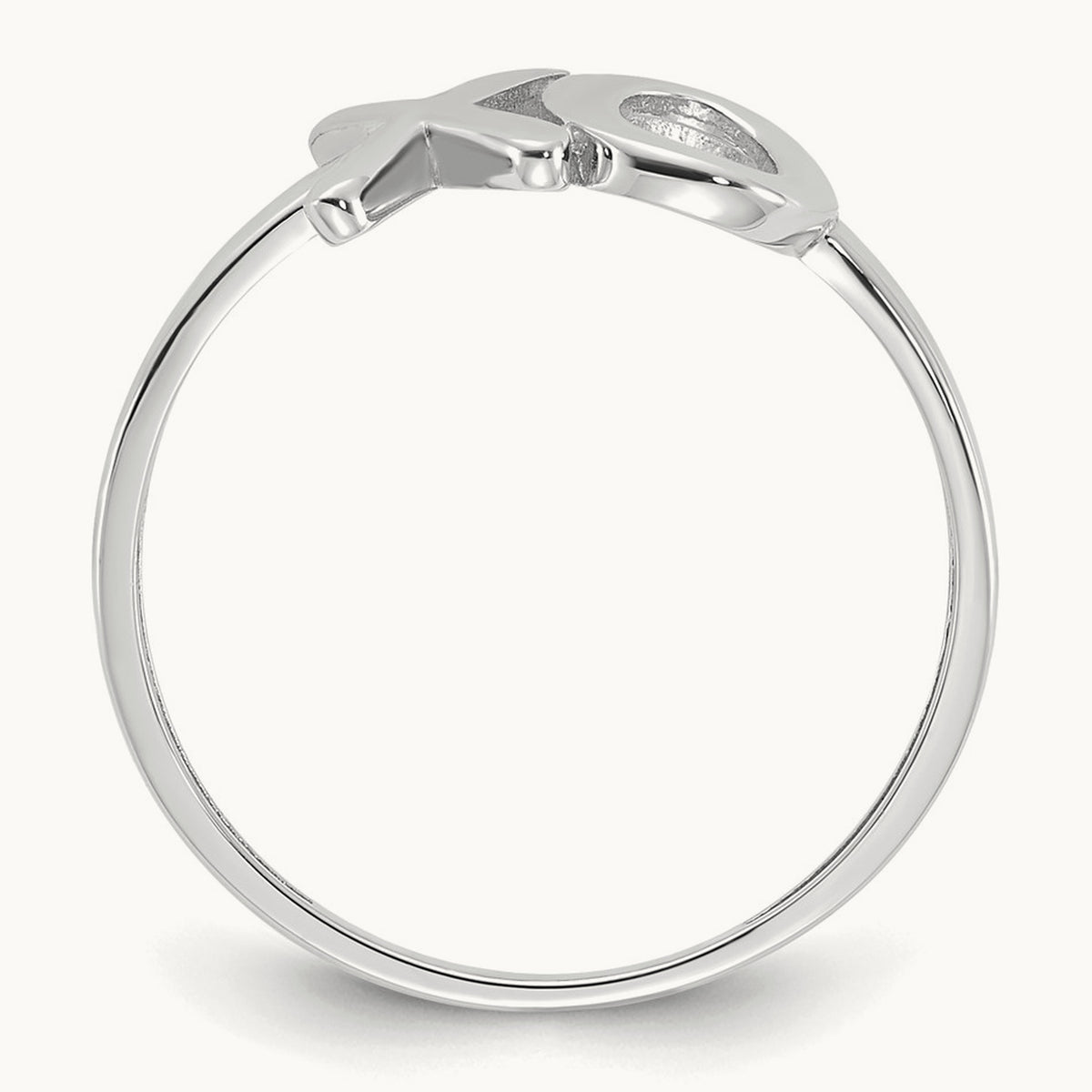 Polished X-O Ring — 14K White Gold