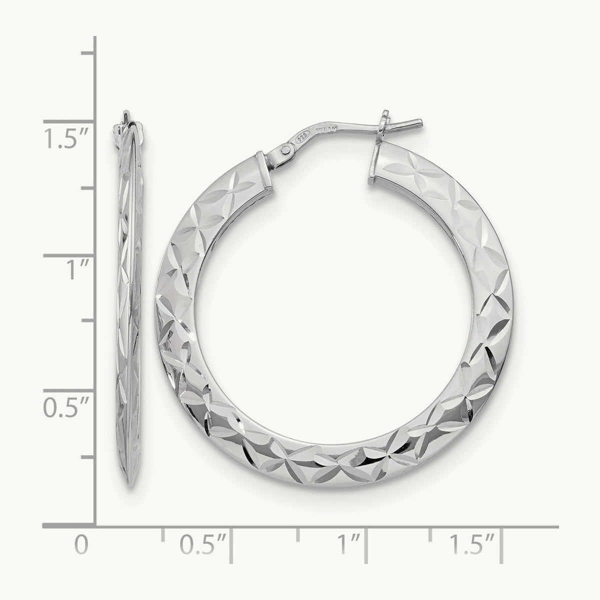 RH- Polished & D/C Hoop Earrings — Leslie's — 34mm