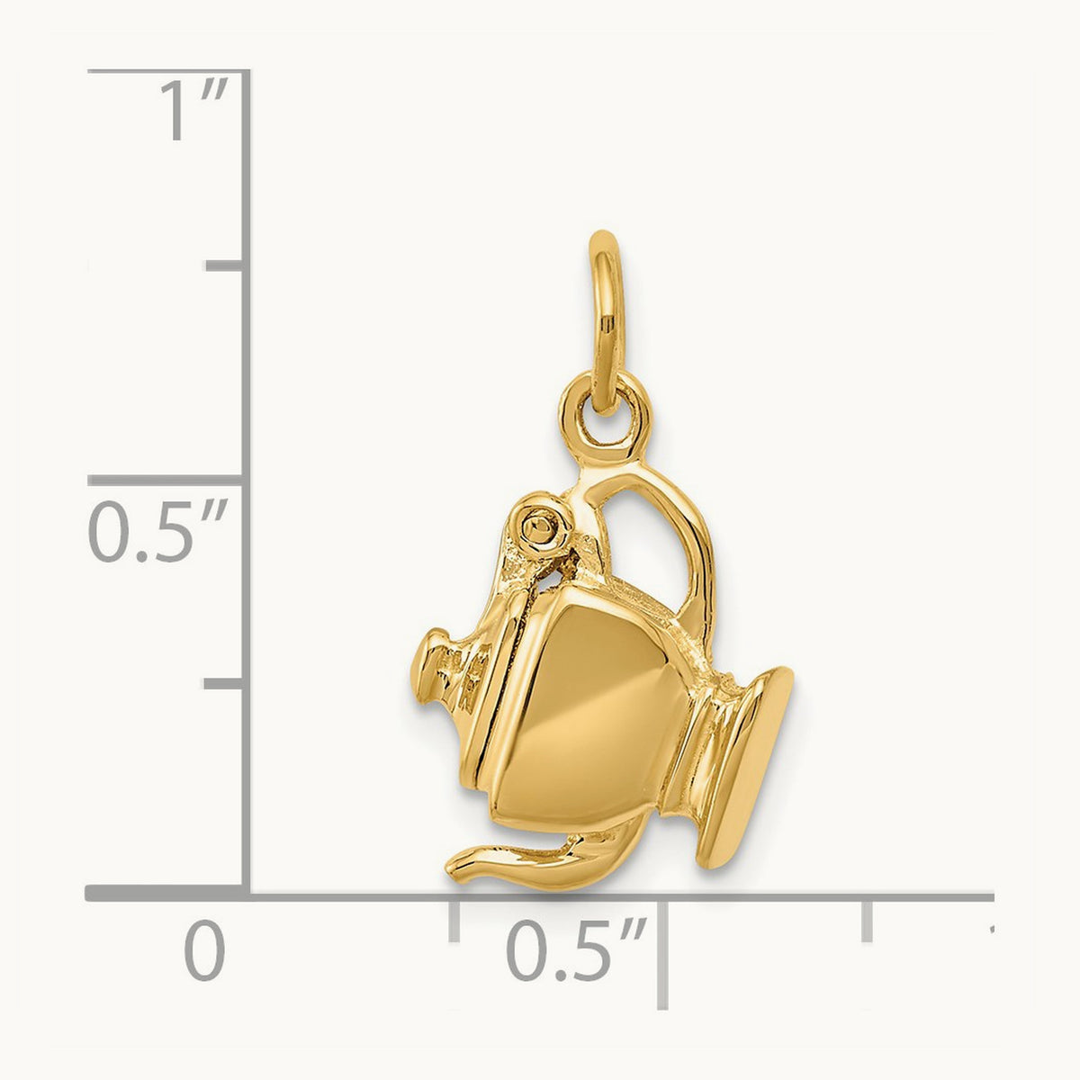 3-D Tea Pot Lid Opens Charm, 14K