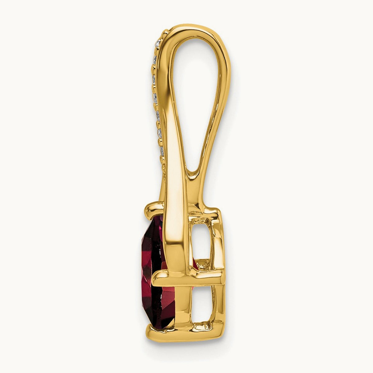 Garnet and Diamond Pendant — 14K Yellow Gold