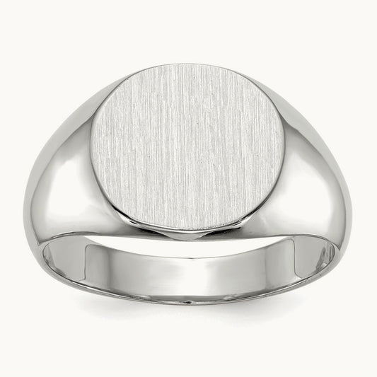 13.5x12. Closed Back Mens Signet Ring, 5mm, 14K White Gold