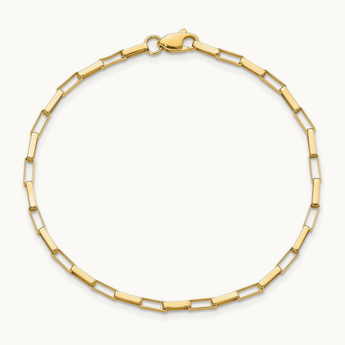 Polished Fancy Box Links 7.5in Bracelet, 14K