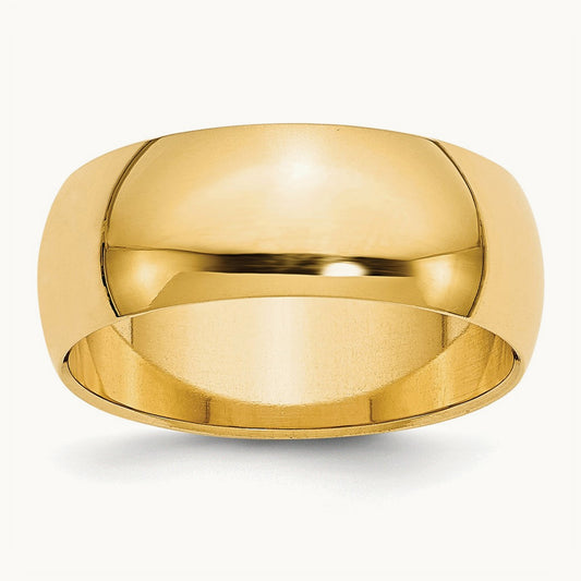 Half Round Band, 8mm, 10K Yellow Gold
