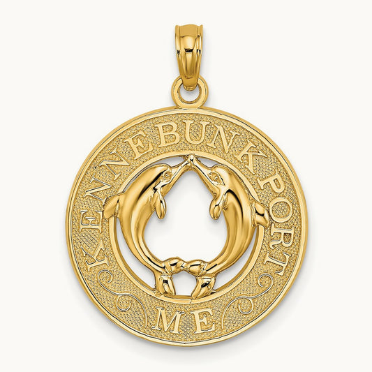 KENNEBUNKPORT ME Dolphins Charm, 14K