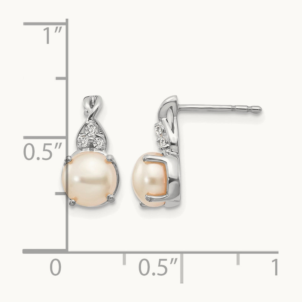 FWC Pearl and Diamond Earrings, 14K White Gold