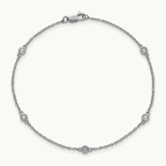 Diamond Station Cable Bracelet — 14K White Gold