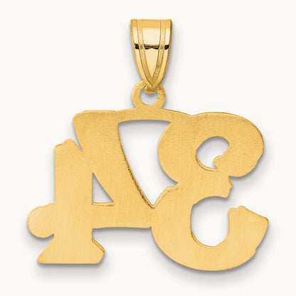 Polished Etched Number 34 Pendant, 14K