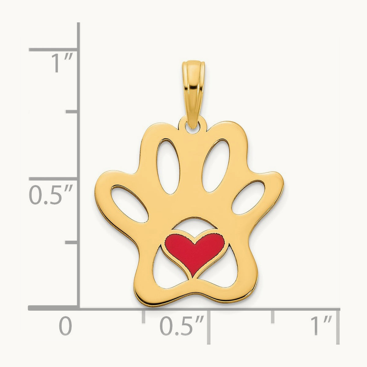 Epoxy Paw Print with Heart Pendant, 14K