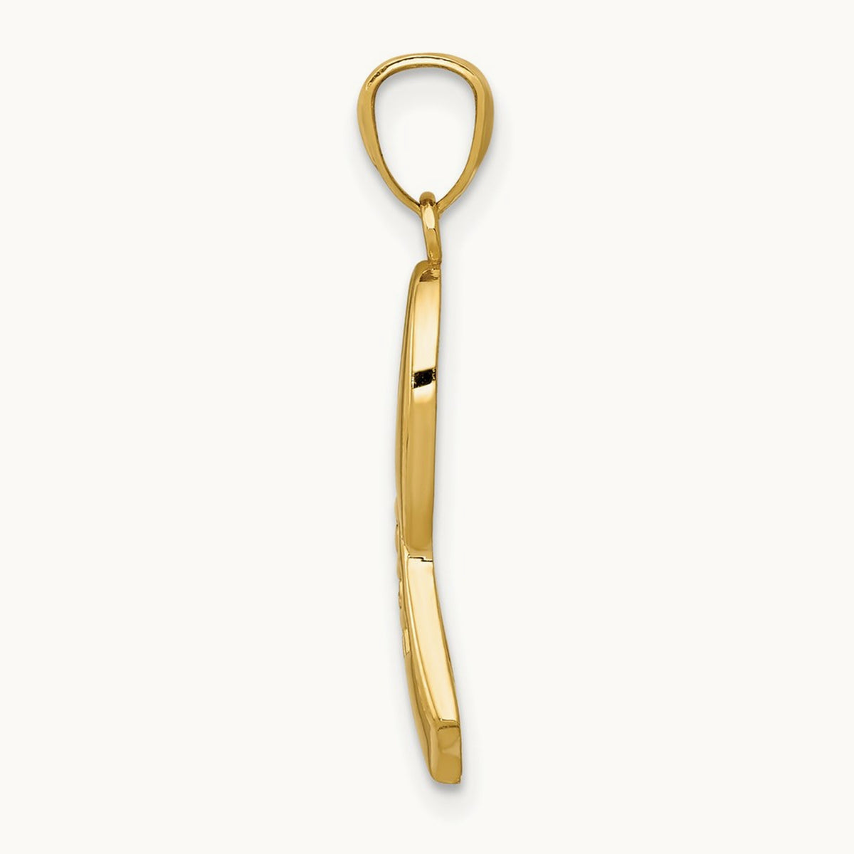 Polished HOPE Ribbon Pendant, 14K Gold