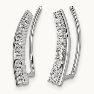 Diamond Ear Climber Earrings, 14K White Gold