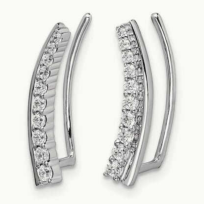 Diamond Ear Climber Earrings, 14K White Gold