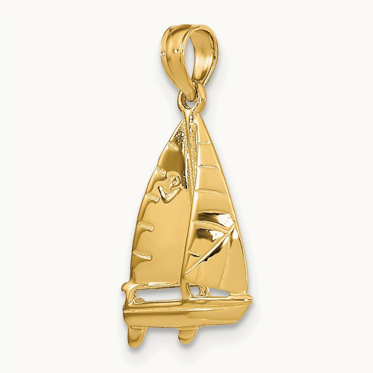 3-D Polished Sailboat Charm — 14K Yellow Gold, 21.5mm