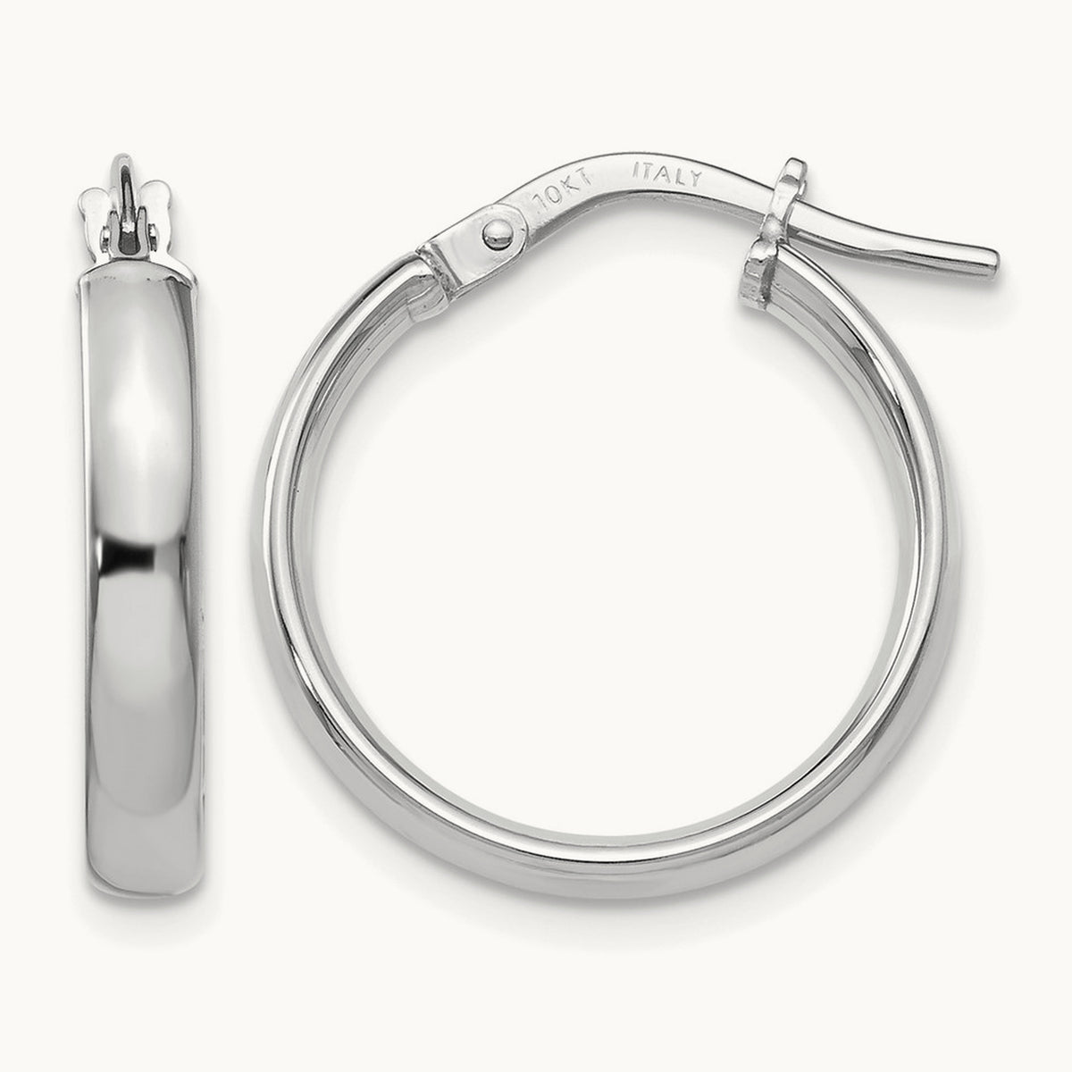 Polished Hoop Earrings, 10K White Gold — Leslie's