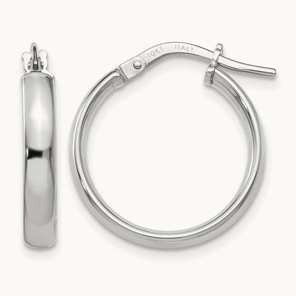 Polished Hoop Earrings, 10K White Gold — Leslie's