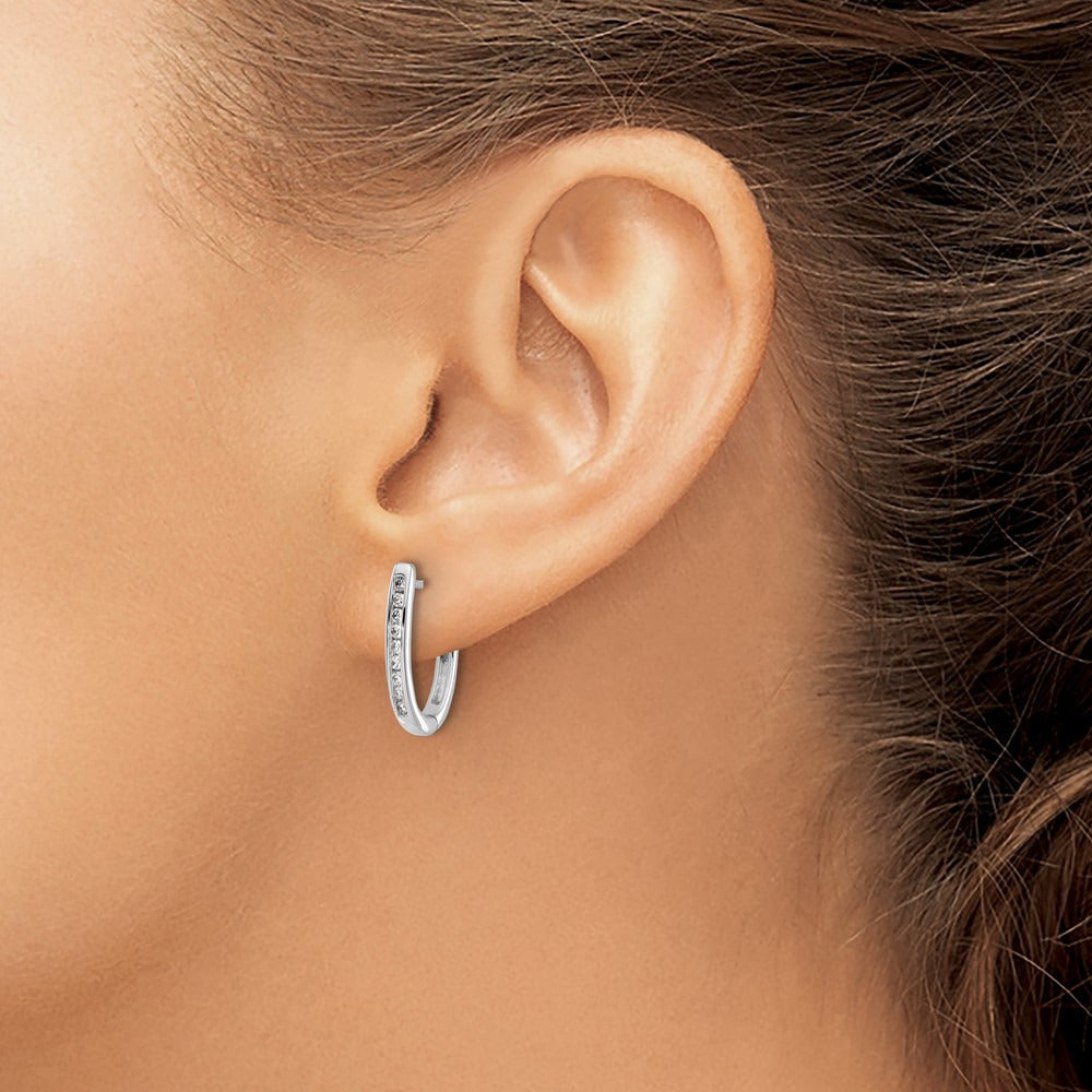 Hinged Hoop Earrings, 0.25 ct tw Lab-Grown Diamond — 14K White Gold