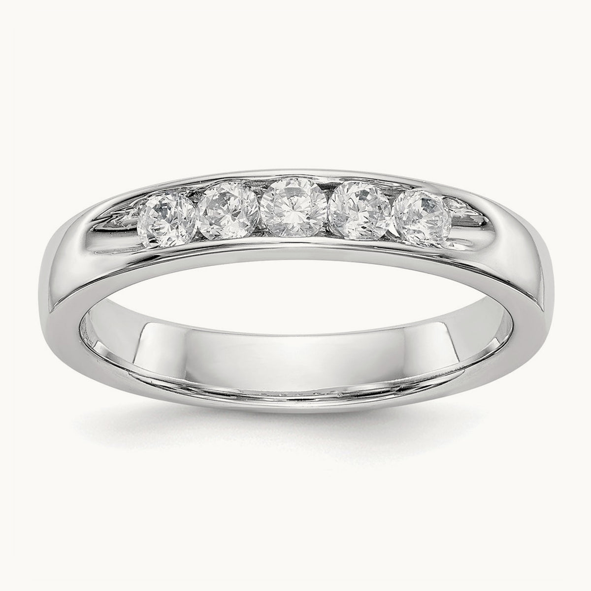 5-Stone Diamond Channel Band, 14K White Gold