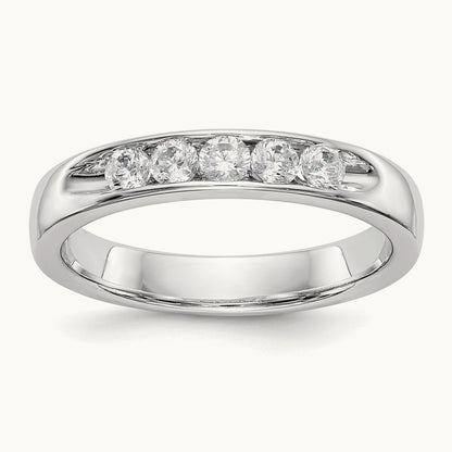 5-Stone Diamond Channel Band, 14K White Gold