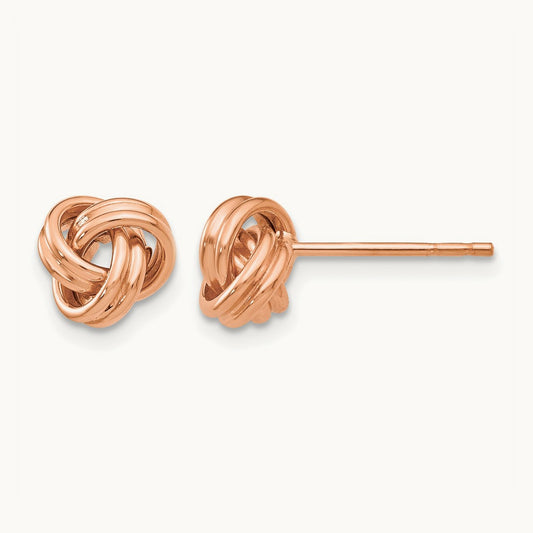Polished Love Knot Post Earrings — 14K Rose Gold