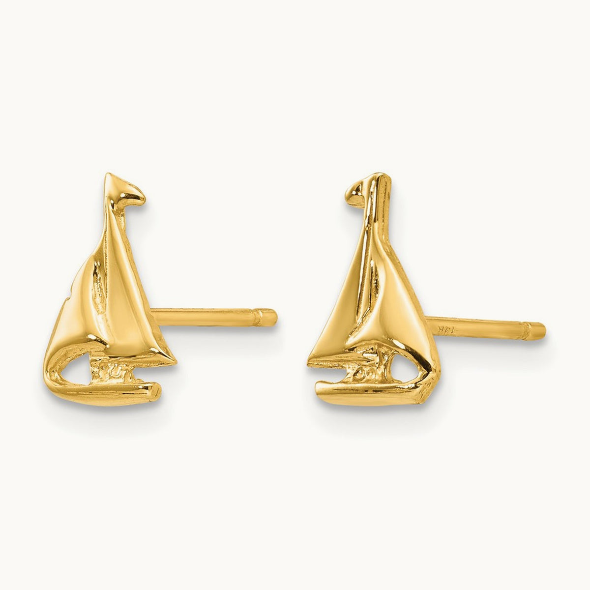 Sail Boat Earrings, 14K
