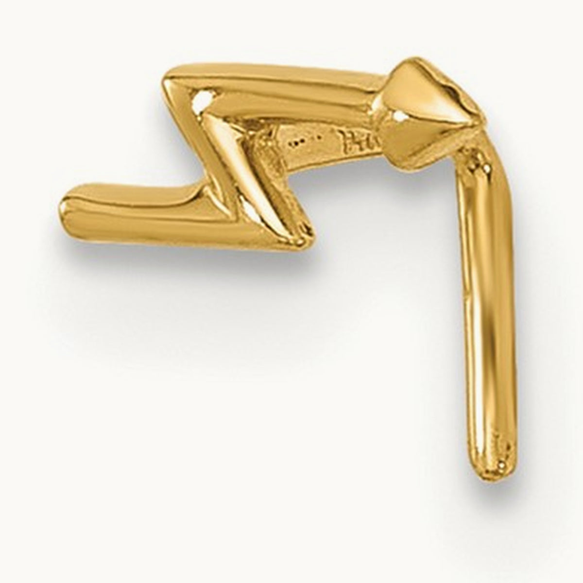 22 Gauge Lightning Bolt Nose Stud, 14K