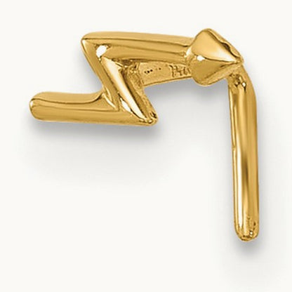 22 Gauge Lightning Bolt Nose Stud, 14K