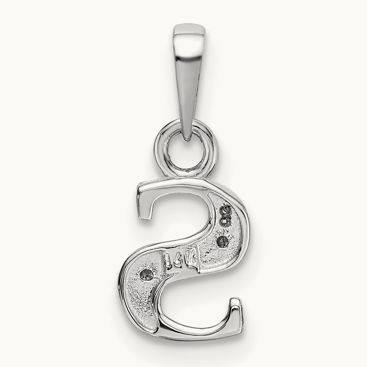 Rhodium-plated Diamond Letter S Initial Pendant, 14K White Gold