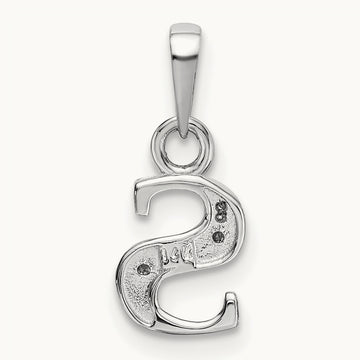 Rhodium-plated Diamond Letter S Initial Pendant, 14K White Gold