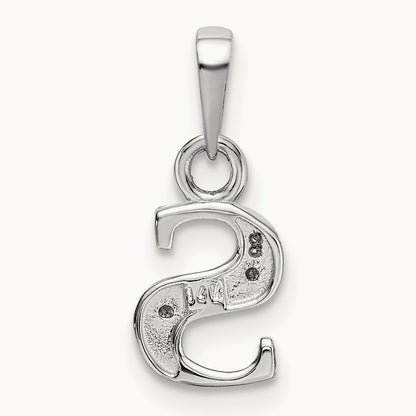 Rhodium-plated Diamond Letter S Initial Pendant, 14K White Gold