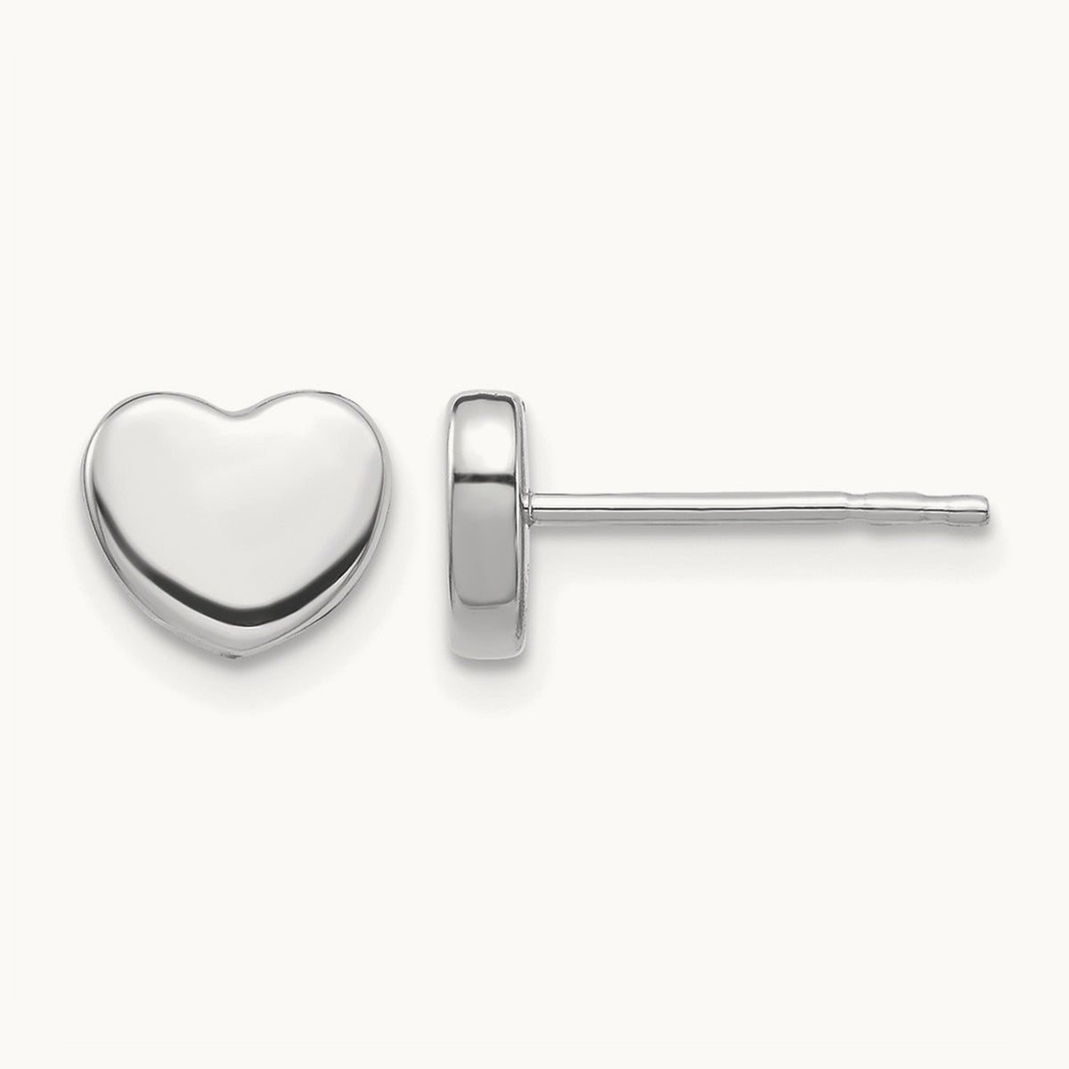 Polished Heart Post Earrings, 14K White Gold