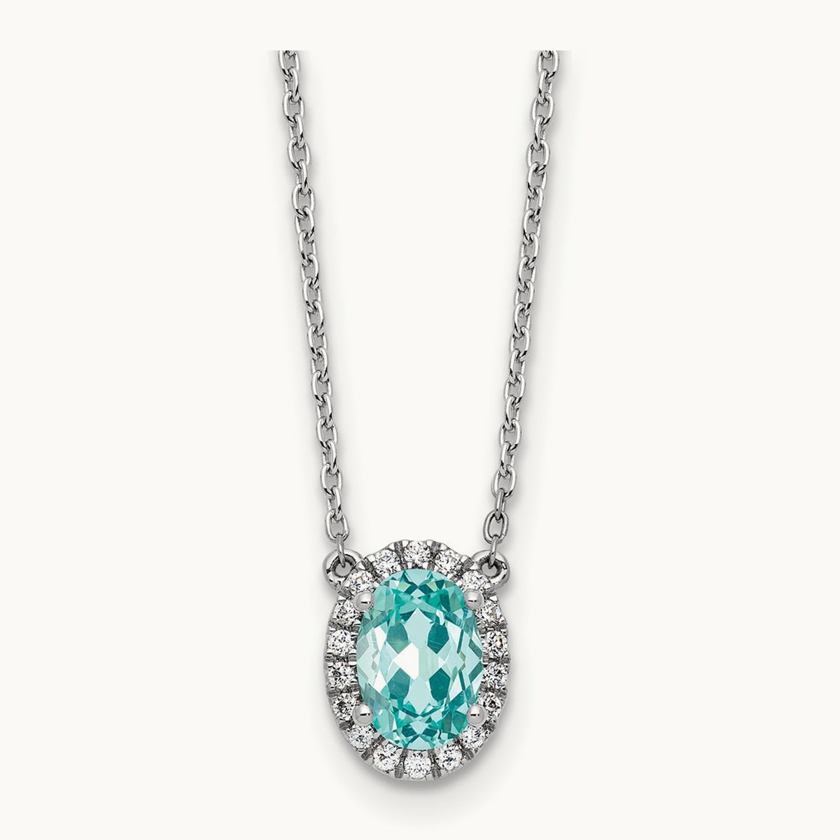 Created Paraiba Pendant Necklace, 0.10 ct tw Lab-Grown Diamond