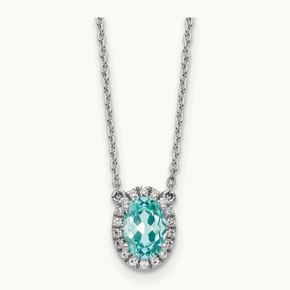 Created Paraiba Pendant Necklace, 0.10 ct tw Lab-Grown Diamond