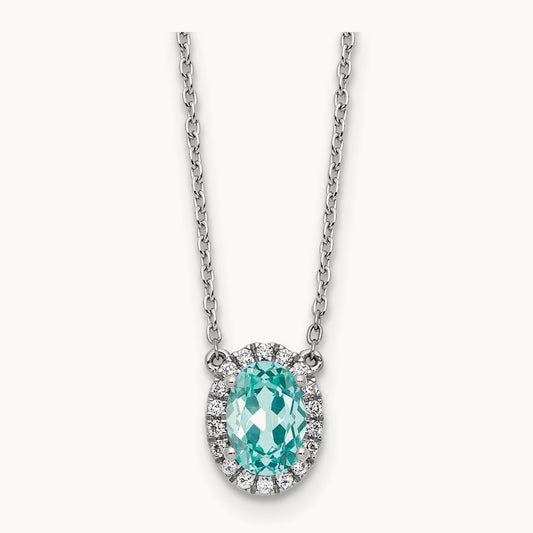 Created Paraiba Pendant Necklace, 0.10 ct tw Lab-Grown Diamond