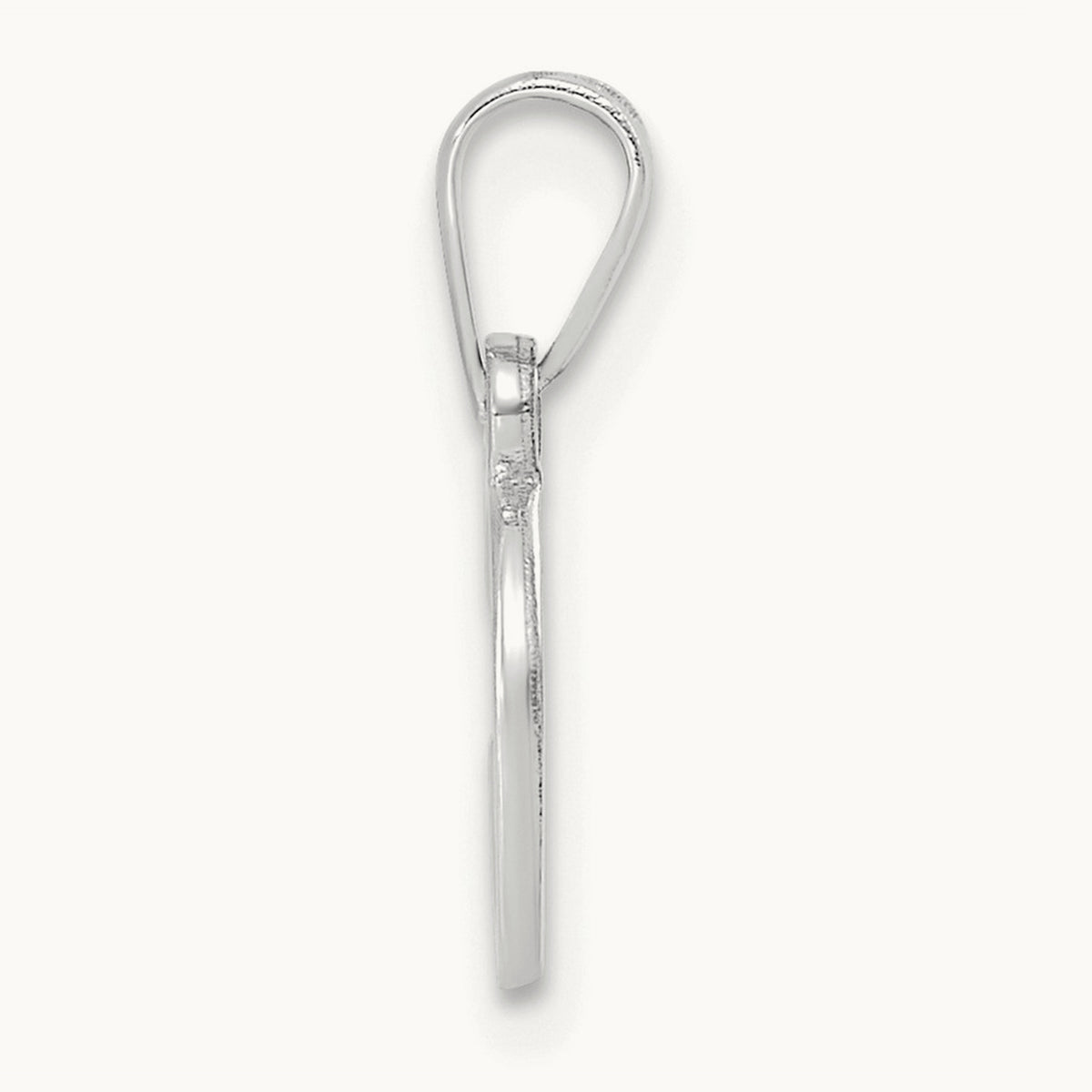 Polished Block Initial Pendant — 14K White Gold, C