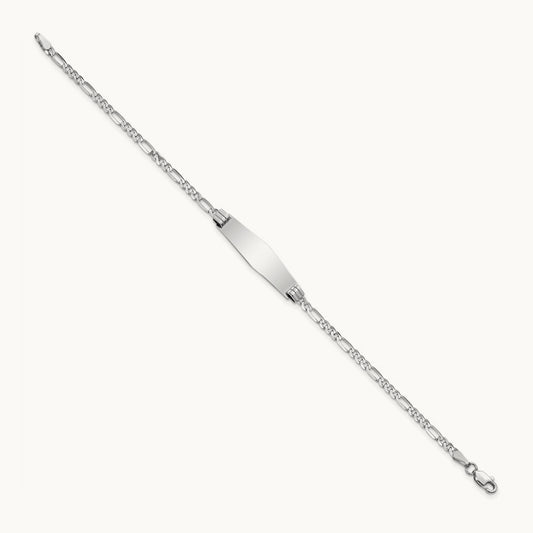 WG Soft Diamond Shape Figaro Link ID Bracelet, 14K