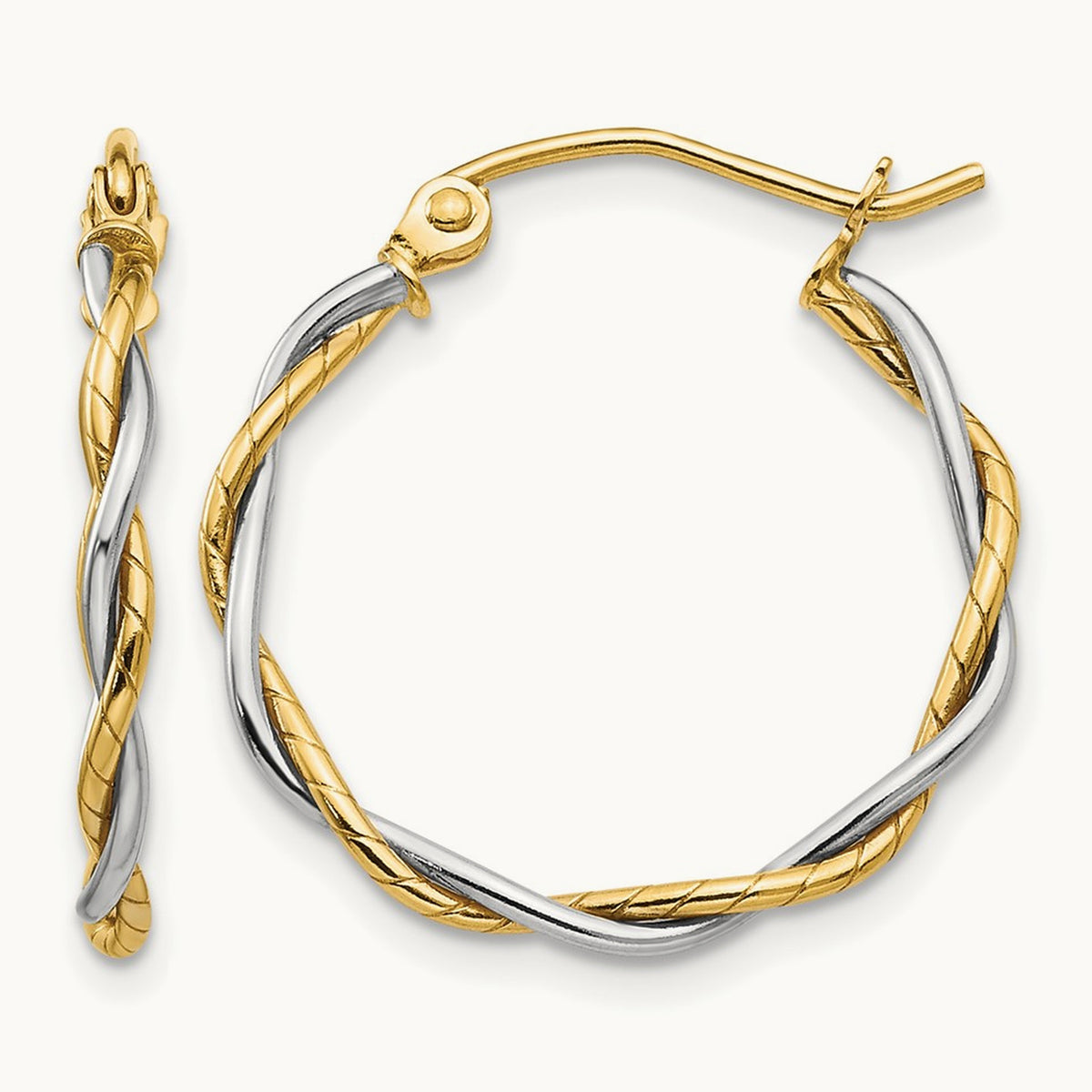 Polished1. Twisted Hoop Earrings, 8mm, 14K Two-tone