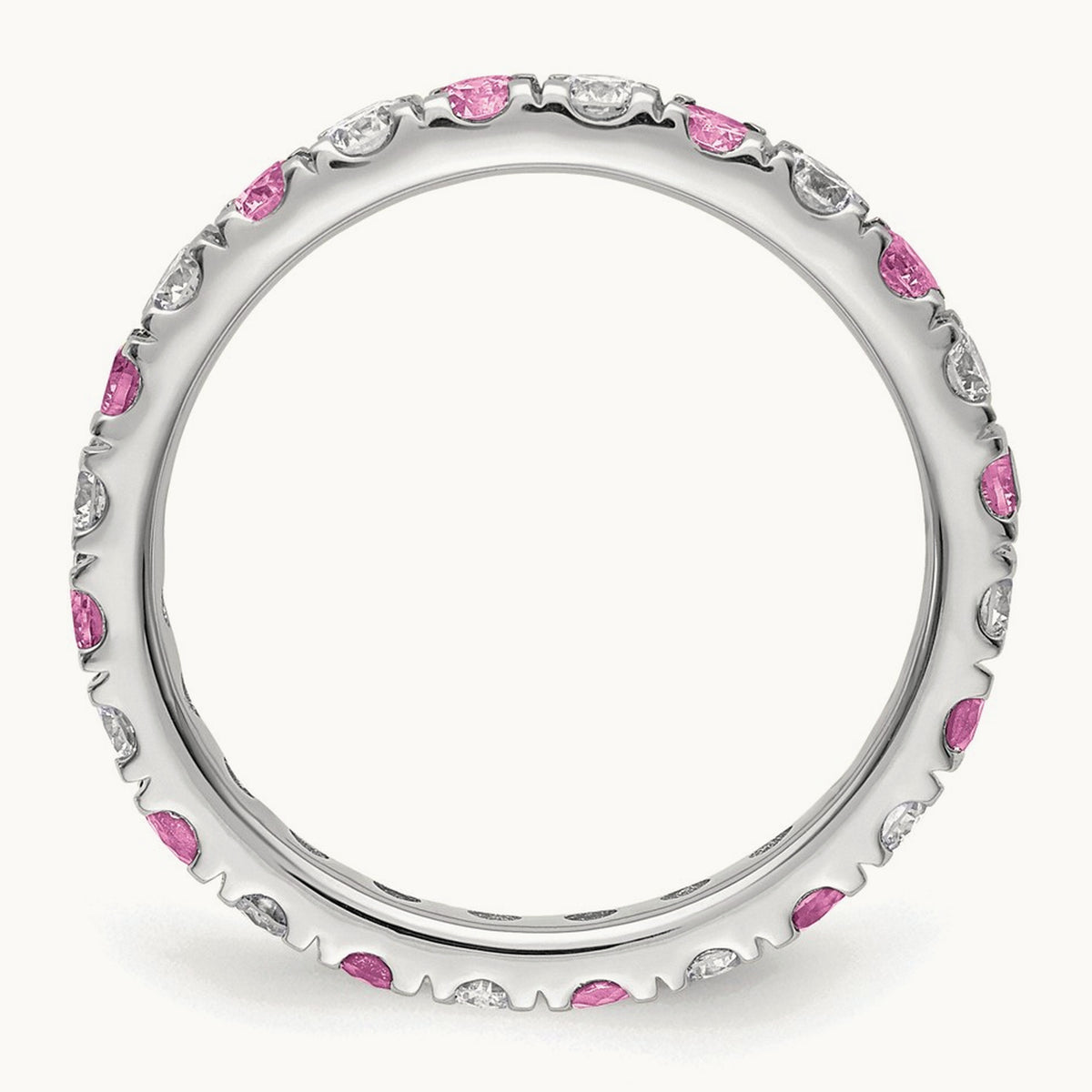 Created Pink Sapphire Eternity Band — 14K White Gold, 2.65 mm