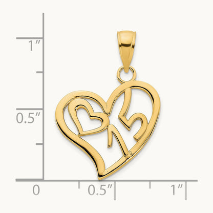 #15 Heart Pendant, 14K