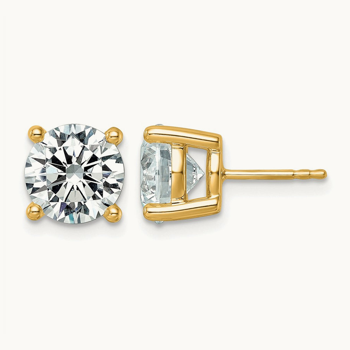 Round Lightweight Earrings, 0.25-6.00 ct tw Lab-Grown Diamond — 6 ct, 10K Yellow Gold
