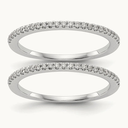 Diamond Set of 2 Wedding Bands, 14K White Gold