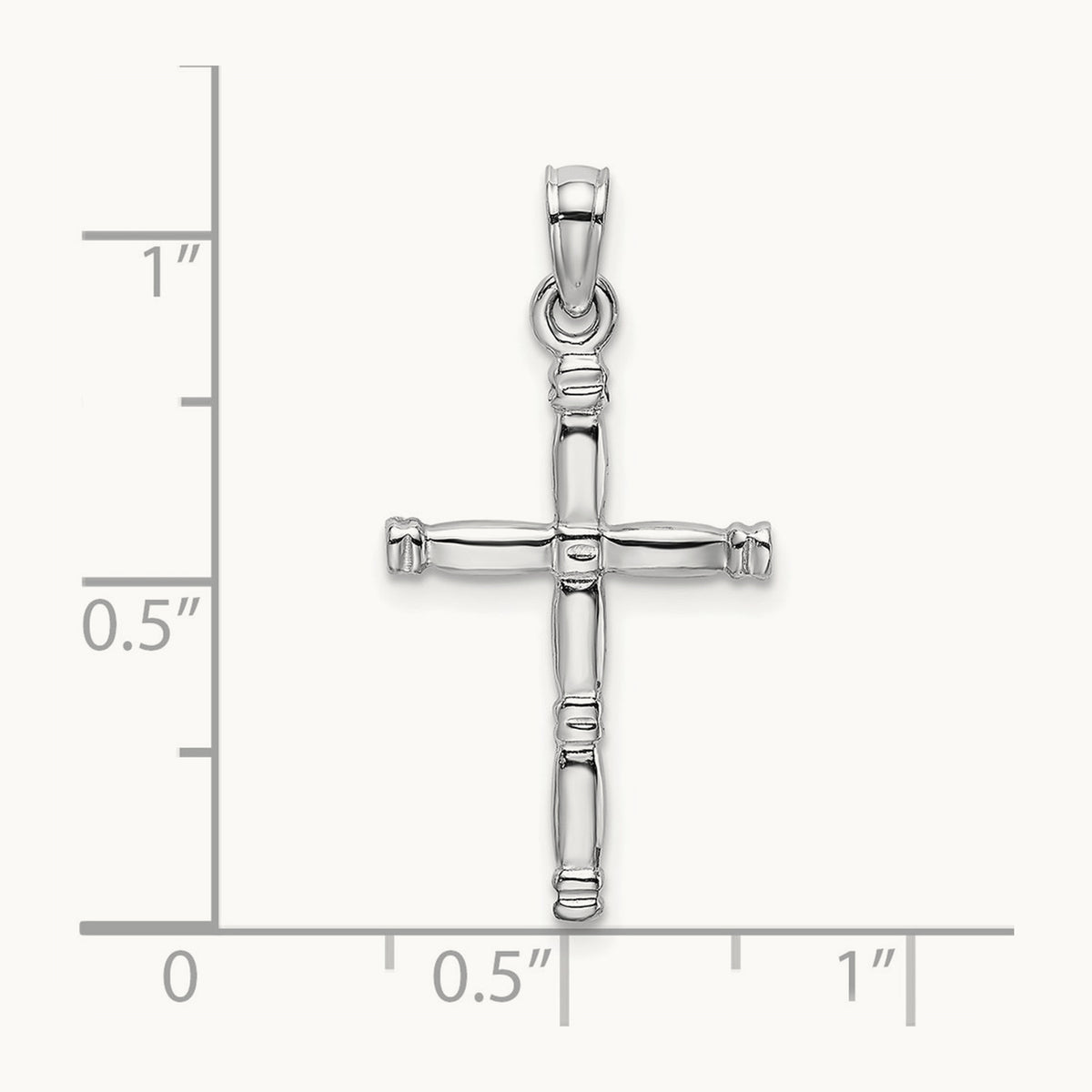 3-D Polished Cross Charm — 14K White Gold