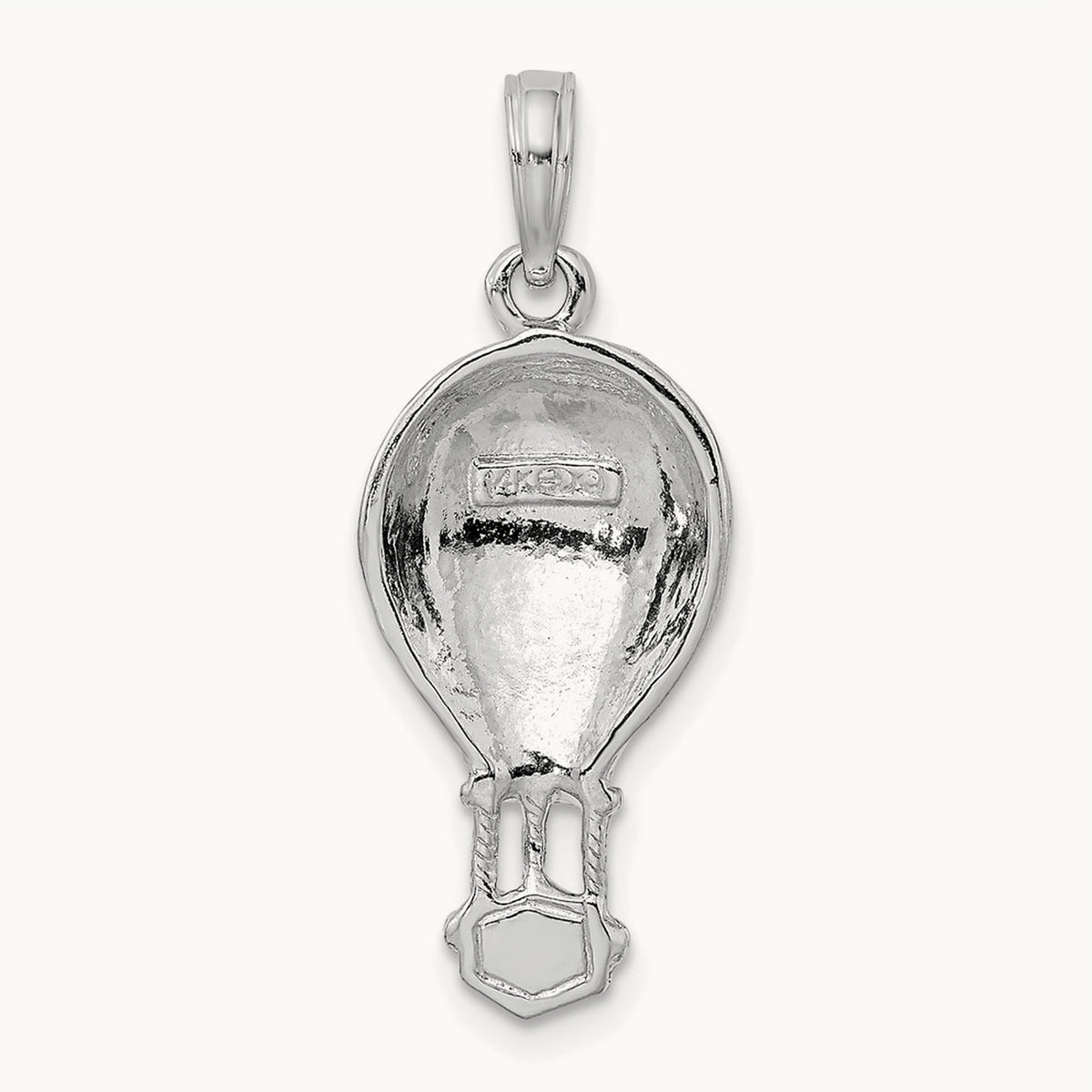 Polished Hot Air Ballon Charm — 14K White Gold