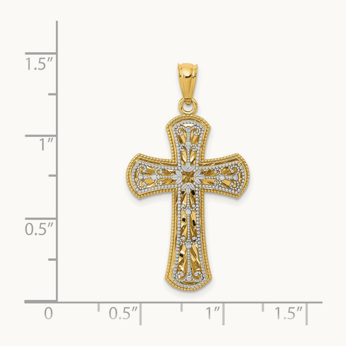 Polished 2 Level Cross Pendant — 35.25mm