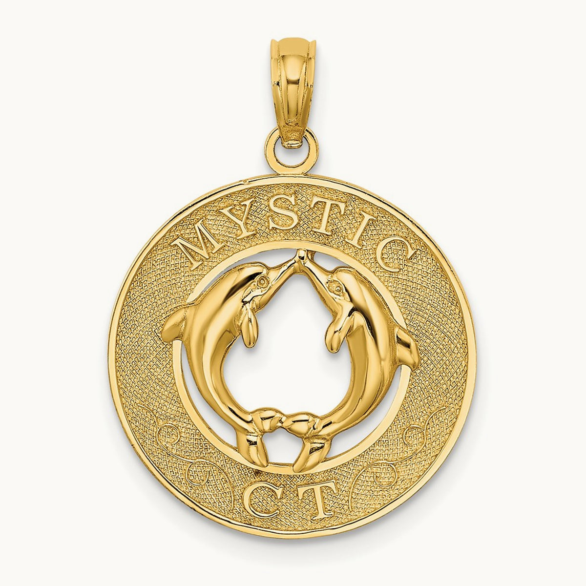 MYSTIC CT Dolphins Charm, 14K