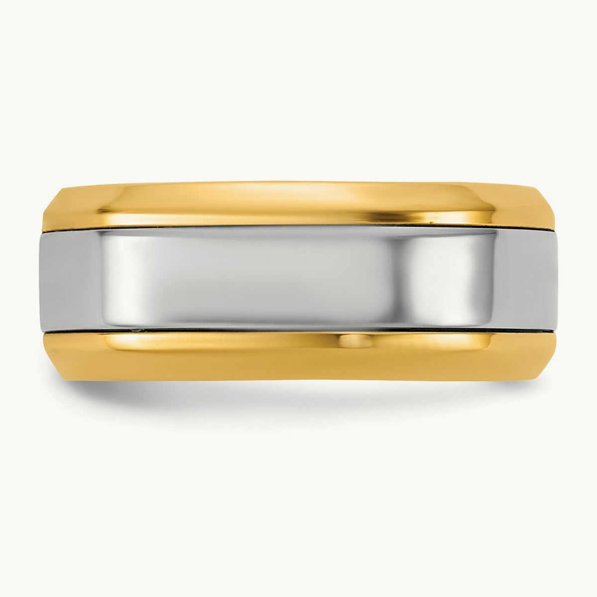 Y/W Beveled Edge Wedding Band, 8mm, 14K Two-tone