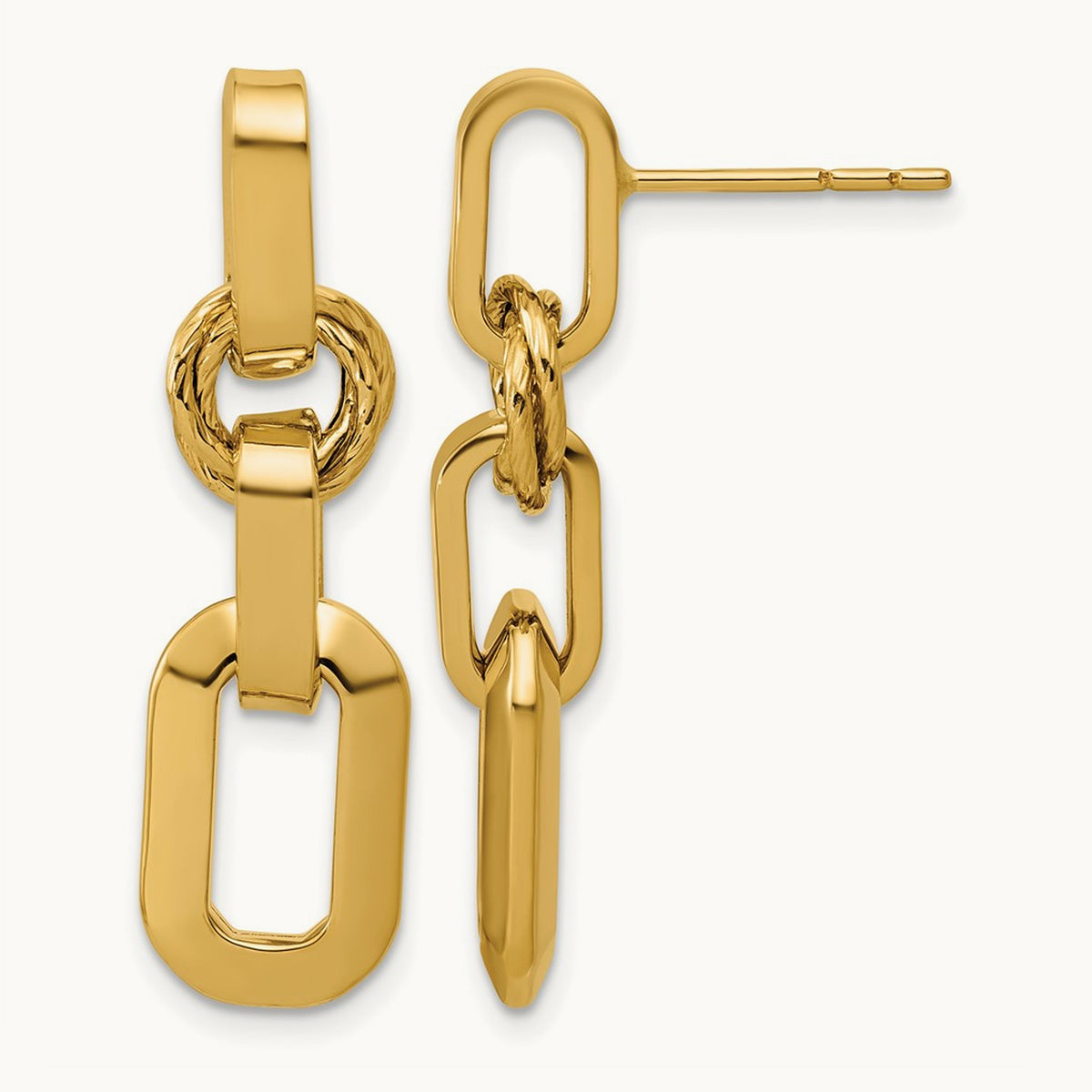 Polished Fancy Link Dangle Post Earrings — Leslie's — photo set