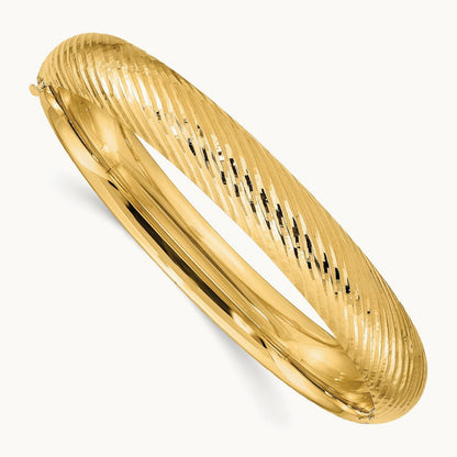 7/16 Textured Hinged Bangle, 14K